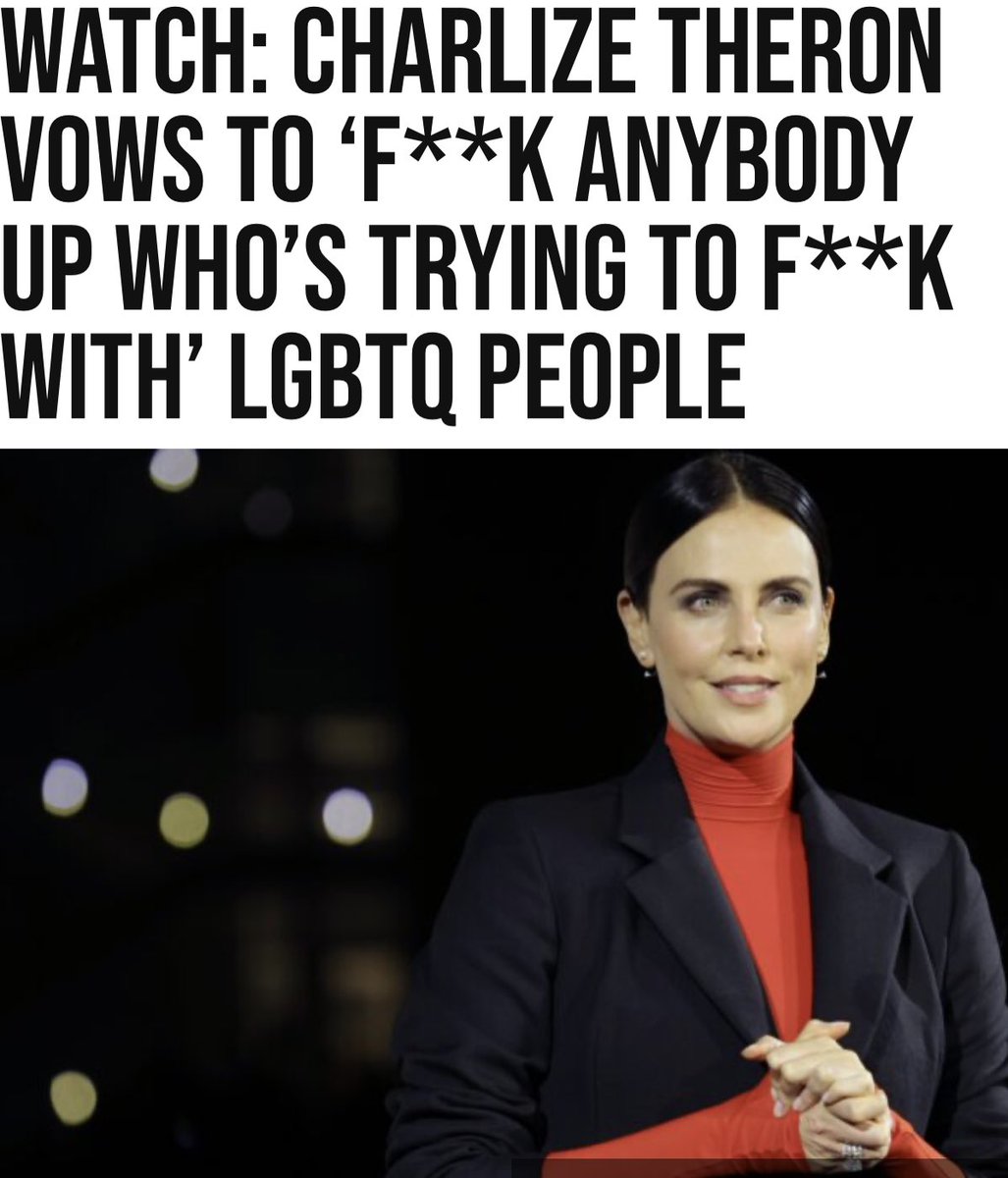FFT1776's tweet photo. Okay MAGA!! Have at it!

Let these bloated Hollywood self-consumed Elitists hear how we really feel about them.

Charlize Theron can FO!! https://t.co/J3VOQqbJ9m