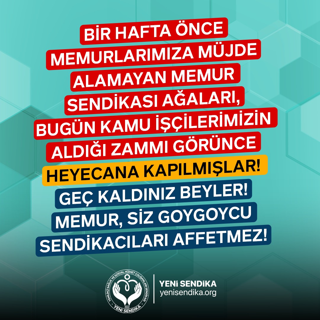 YeniSendikaRize's tweet photo. #Memur Sendikaları Ağaları Sınıfta Kalmıştr. Memurlar, siz goygoycu sendikacıları affetmez! https://t.co/981DCLiE0S