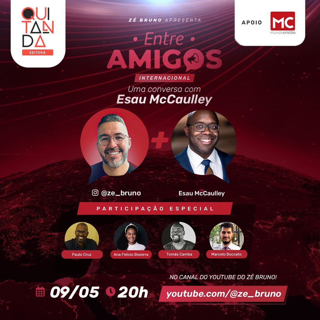Ze_Bruno's tweet photo. Olá amigos, hoje terei o prazer de receber @esaumccaulley para um papo na “Entre Amigos” sobre seu livro “Uma Leitura Negra” e “Joyce e o Espírito Santo” e o farei na cia dos queridos @anabfelicio @paulocruzphi @mboccato e @otomascamba. https://t.co/kEmKt6I1tB