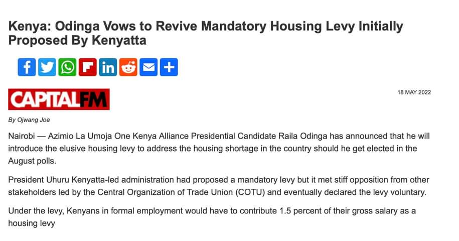 OleItumbi's tweet photo. .@RailaOdinga is an interesting man. 

In 2018, he opposed the Housing Fund.

He got handshake and as a result in 2022 he told us if he became President he would introduce a Housing Levy.

He LOST.

Now he is saying, NO WAY! I will not allow you to do what I said was OK.

#FreedomFromRent