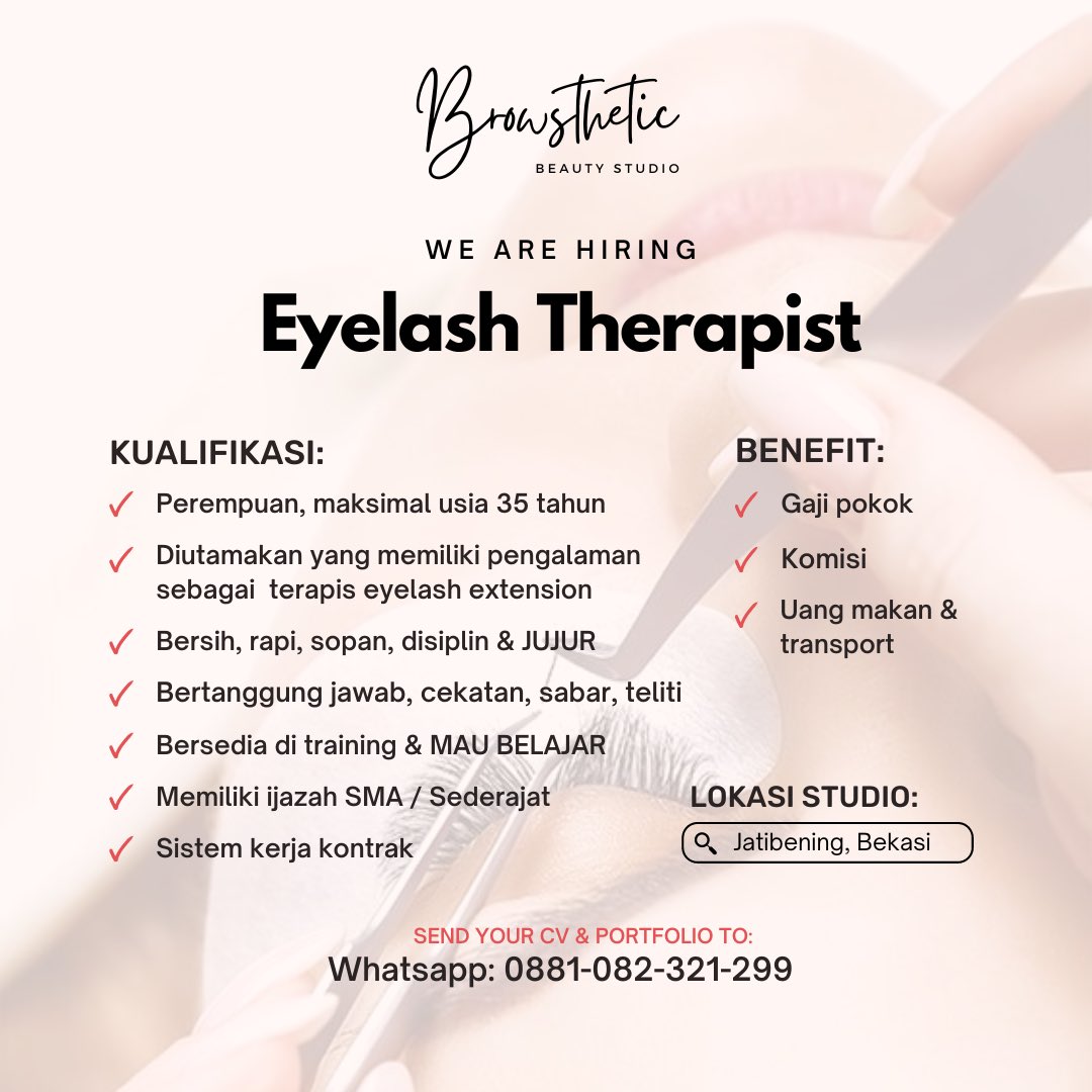 shinnclar's tweet photo. @Almalmira_ kak ini ada loker di bekasi jd beautician ya kalo berminattt ❤️ https://t.co/2687s0B07D