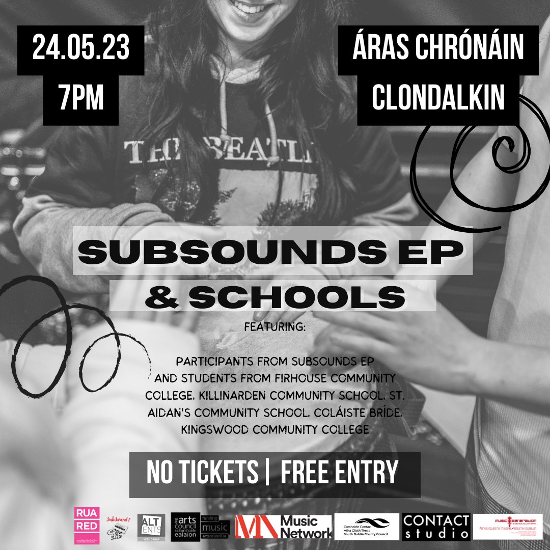 sub_sounds's tweet photo. ⚡ 24/05/23 ⚡

We can't wait to see all of our SubSounds EP &amp; Schools participants play their original songs at @araschronain 

Non ticketed event - free entry 🎫

You don't wanna miss it 🎸

#SubSounds #musicgensd #musiccollective #youtharts https://t.co/LpKzoFQbZS