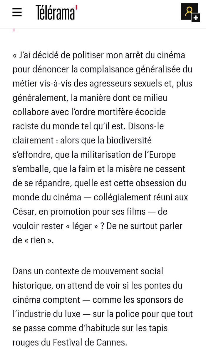 SansAvenir_pod's tweet image. « On attend de voir si les pontes du cinéma comptent sur la police pour que tout se passe comme d’habitude sur les tapis rouges du festival de Cannes. »

💜 Adèle Haenel 💜