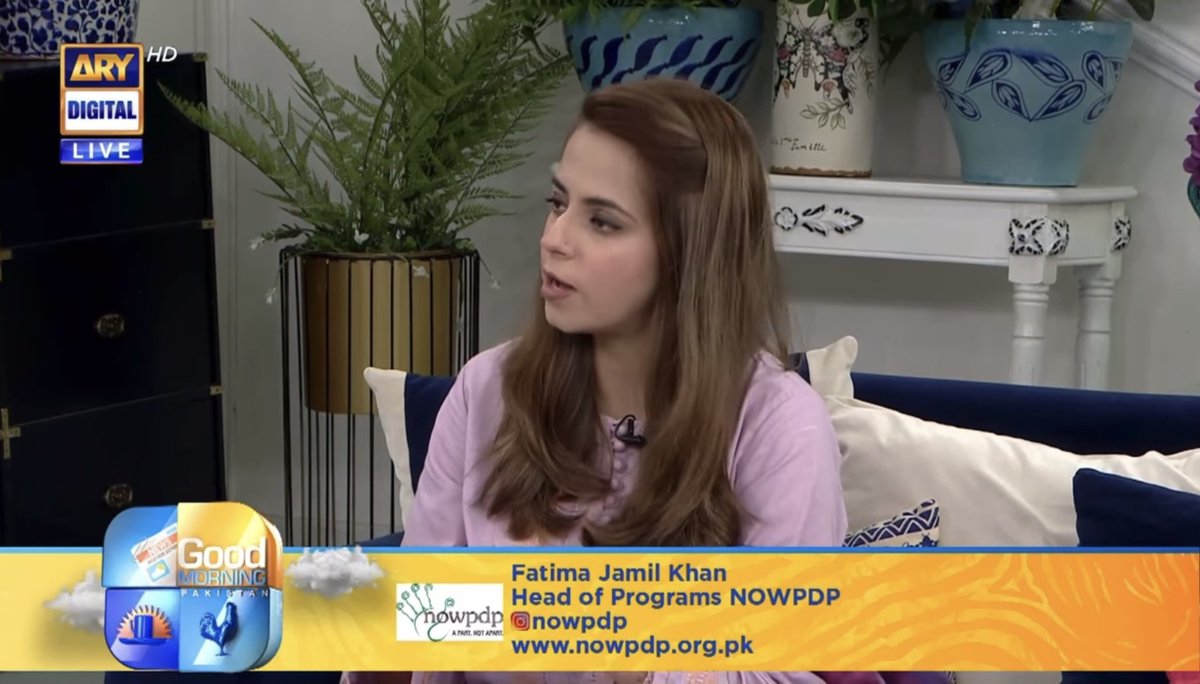 FatimaJamilKhan's tweet photo. Represented @NOWPDP on @arydigitalasia's #GoodMorningPakistan today! The staff's sensitivity of ppl with #disabilities - from staff, prog and makeup artists -was heartwarming. Kudos to #NidaYasir for her understanding on the matter #disabilityinclusion #representationmatters https://t.co/6q65AHEUxf