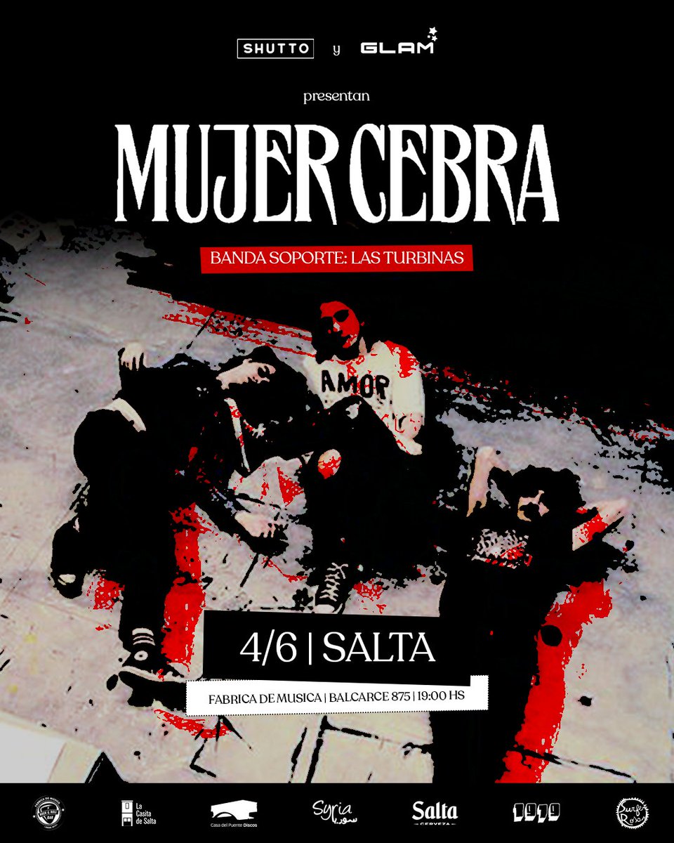 _Shutto_'s tweet photo. SI, viene @mujercebra al NOA y gracias al laburo en conjunto con @glam_fm en SALTA, junto a las #lasturbinas y DJ Tote Molina. Antes pasan por Sgo del Estero y Tucuman en una potente gira, con el acompañamiento de @casadelpuente y @Surferrosass https://t.co/ZAEb7pSK9n
