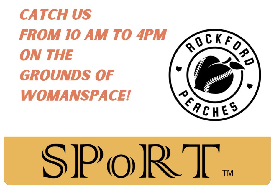 RFDPeaches75's tweet photo. This weekend, don't miss SPoRT Collectibles & Apparel at Bloom Fest and stock up on your favorite Peaches gear! #RockfordPeaches #womanspace https://t.co/giUyn63vtr