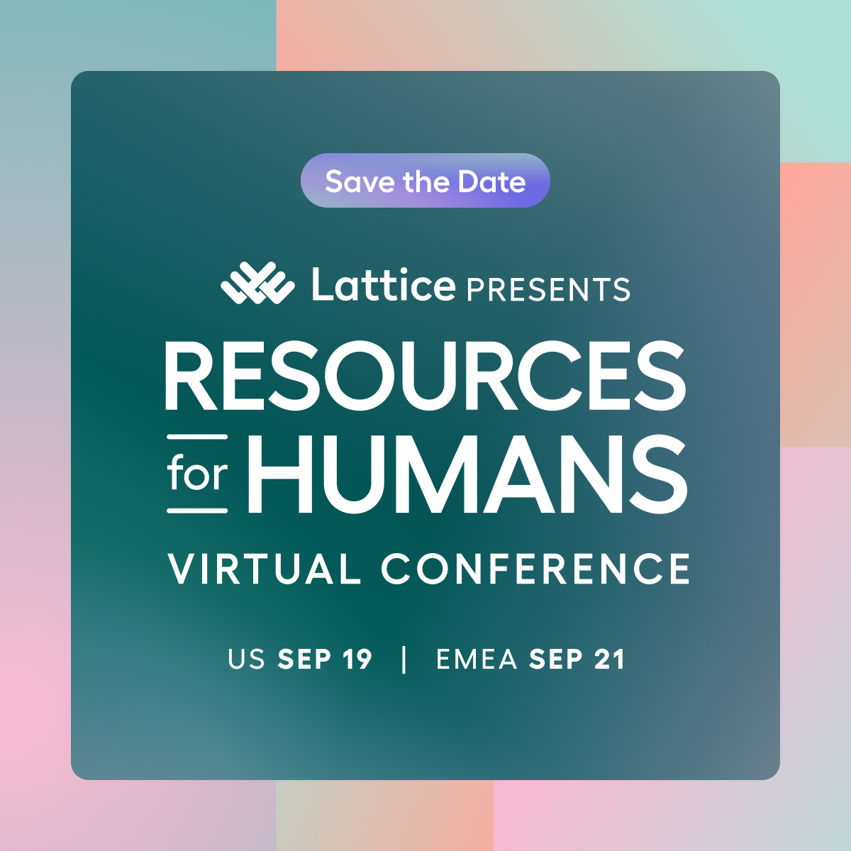 LatticeHQ's tweet photo. 🎉 Save the date — Resources for Humans Virtual is back and better than ever! Join 50+ thought leaders for a full day of keynotes, panels, and workshops.
Register for free today: https://t.co/o355ZrujFx
#RfHVirtual https://t.co/HlOE3oAm2P