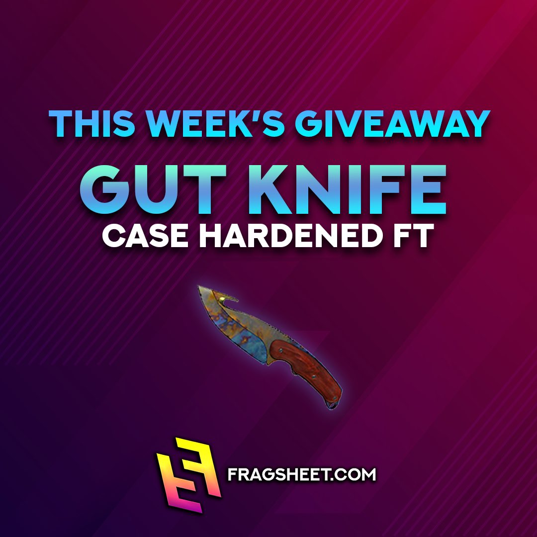 Don’t miss our weekly giveaways at Fragsheet.com! This week you have the chance to win a Gut Knife, Case Hardened ft. Sign up today for the chance to win🥇

#giveaway #skins #csgo #csgoskins #knifegiveaway #gutknife #skinsgiveaway