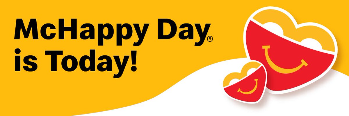 Today is #McHappyDay! A portion of proceeds from ALL @McDonaldsCanada purchases ALL day will help RMHC and families from your community!