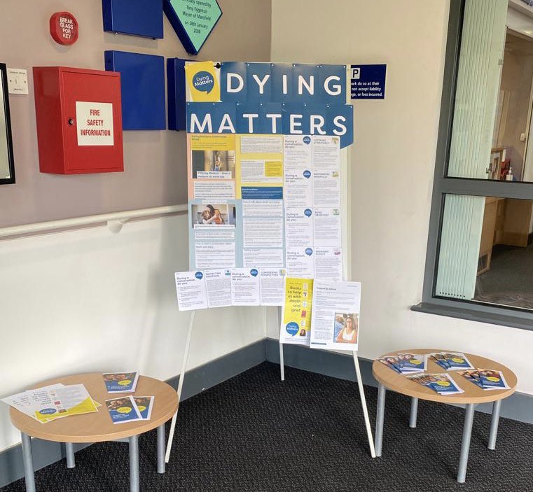 CharlotteRider7's tweet photo. It’s been the first successful day of the Palliative Care ‘drop-in’ event at Bull Farm PCC (Mansfield) today. Lovely discussions with the community teams. Come and join us for a chat..we’re here daily 11.00-13.00 until a Friday 😊
@dyingmatters @PICS https://t.co/t3w0qz0Rsm