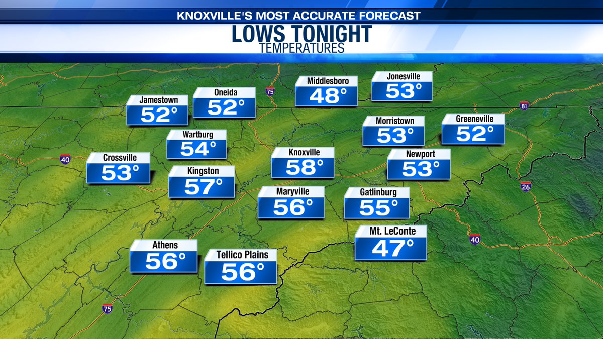 wateweather's tweet image. Some isolated dense fog will be possible early Wednesday morning. Temperatures early tomorrow are a touch cooler in the mid to upper 50s. #TNwx #WATEwx