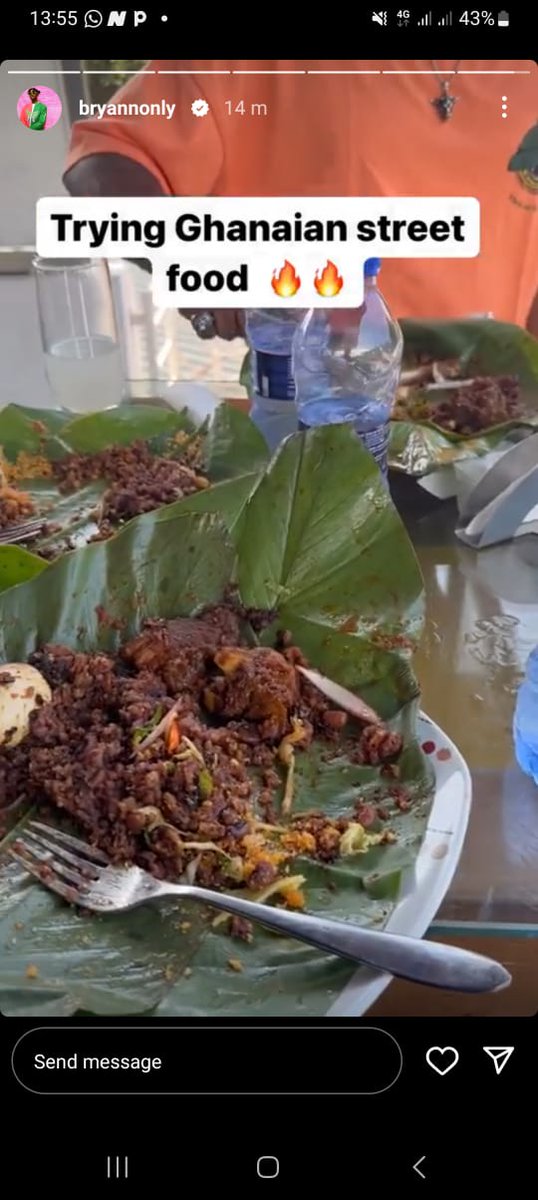 Gratitude1896's tweet photo. Bryann enjoying Ghana food
#Bryannonly 
#HonestDecision https://t.co/C7mRlsEyJJ