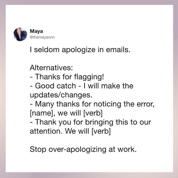 stinebiser's tweet photo. I'm sticking this on a post-it on the computer as a reminder. 

#SorryNotSorry https://t.co/8wLYj0CbNv