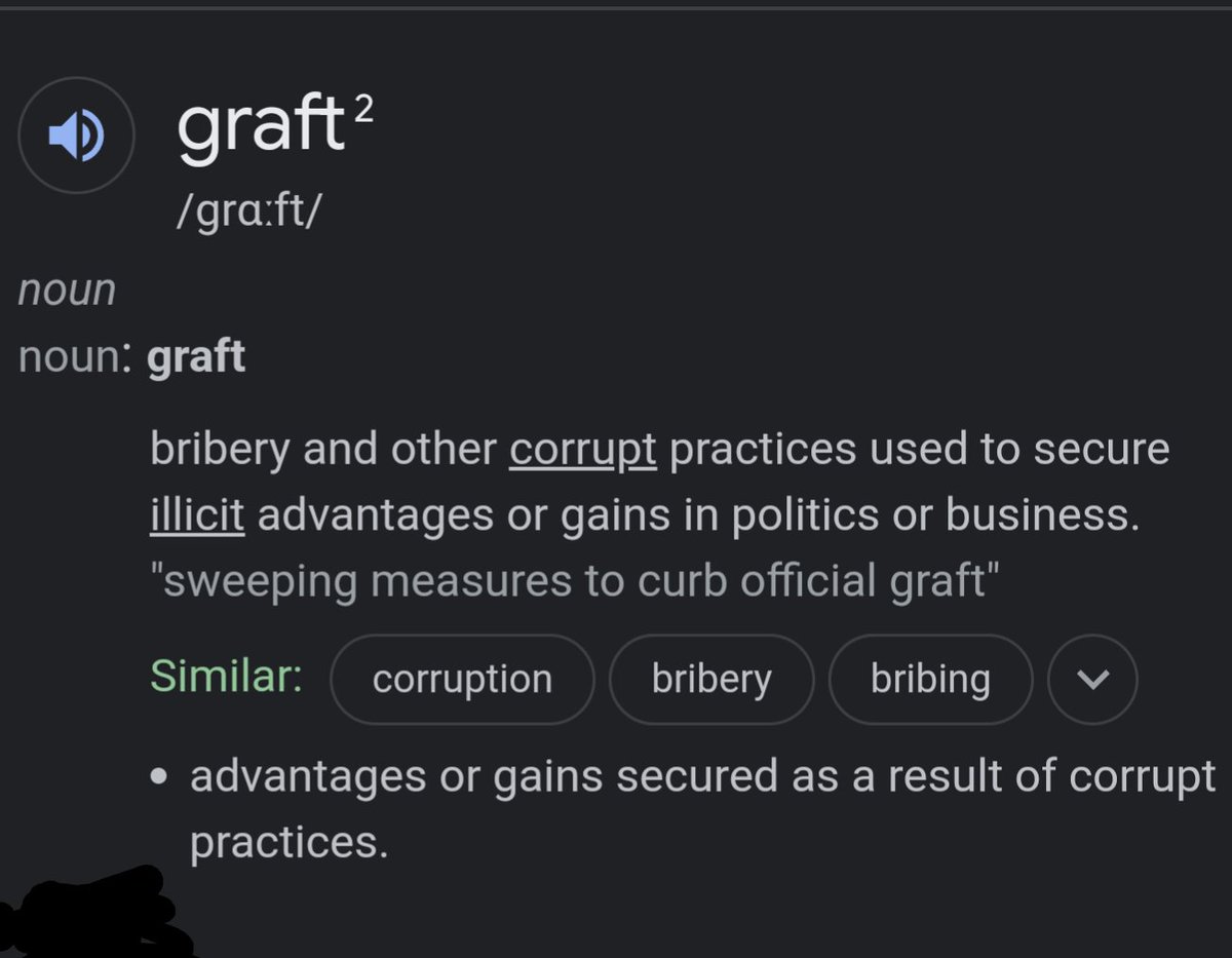 Warren Togami on Twitter "graft noun bribery and corrupt practices