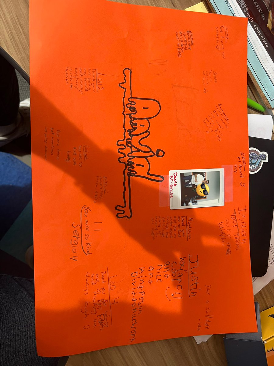 Student of the day in my 5th grade class! Each day a student brings things from home that represent who they are! A poster is passed around and each classmate writes a special memory or something they enjoyed about the student! We take a picture to highlight their 5th grade year
