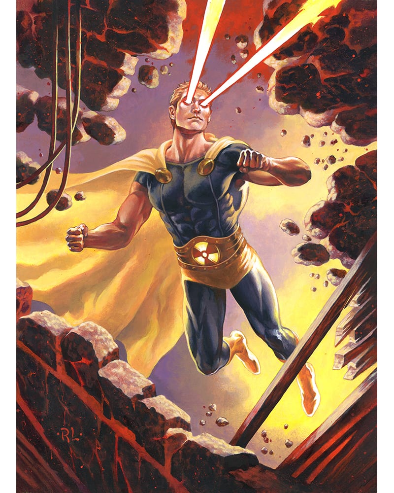Haven't posted in a while... 
HYPERION
Original painting for the ’22 Fleer Ultra AVENGERS card set.