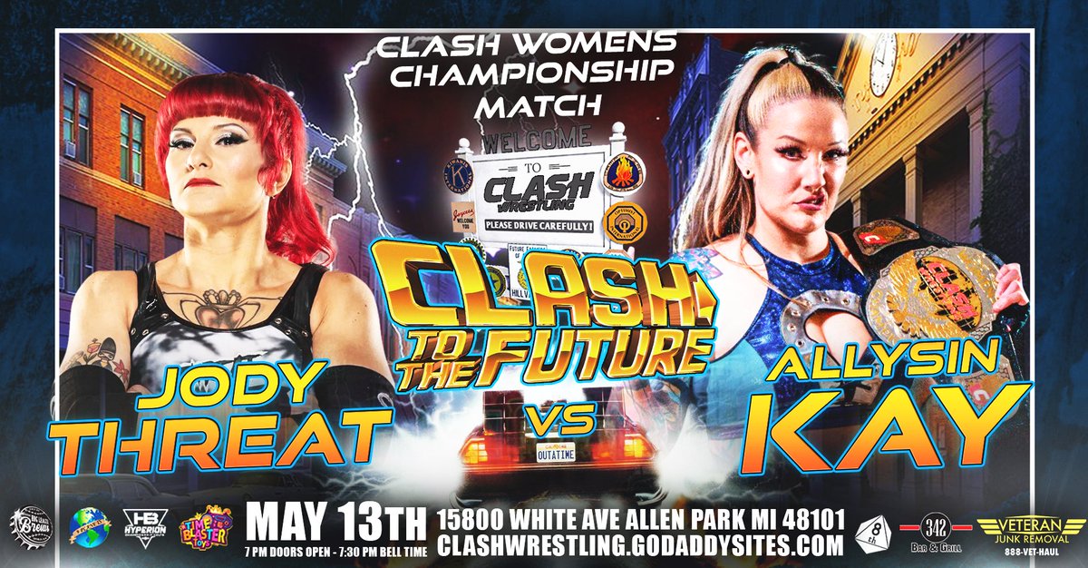 clashwrestling's tweet photo. This match is gonna be hotter than a bolt of lightning! โก๏ธ @JodyThreat is taking on the #CLASHWrestling Womens Champion, @TheAllysinKay, this Saturday when we send #CLASHTOTHEFUTURE!
๐๏ธavailable: https://t.co/ujppF4wAoV
#prowrestling #womenswrestling #WrestlingTwitter #wrestling https://t.co/OKDZT5w5bi