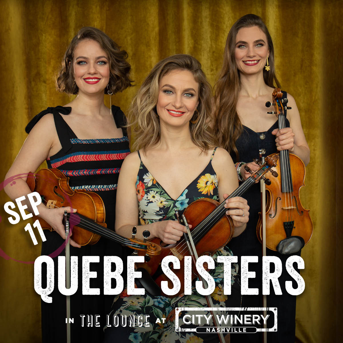 #JustAnnounced We'll be at @CityWineryNSH on September 11th!

Pre-Sale (Vinofile Members): Wednesday, May 10th at 3 PM CT
On Sale: Friday, May 12th at 12 PM CT

#QuebeSistersOnTour #citywinerynashville
