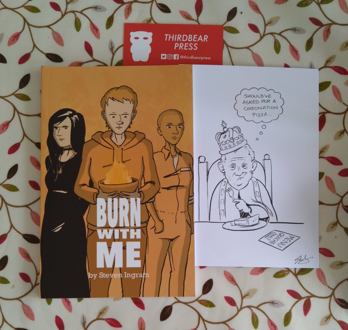 tptcruiser's tweet photo. Burn With Me by @steveningramart  @Kickstarter project that included the graphic novel and a sketch by the creator. Charles III seemed the best most topical. A quiet evening in absorbing the story. @thirdbearpress https://t.co/kvp4VAbrfX