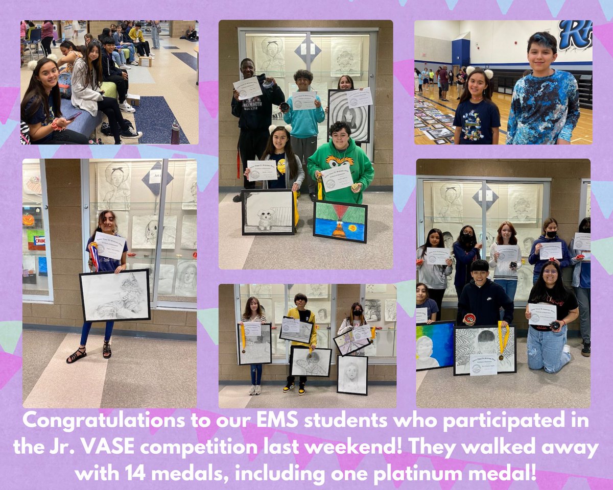 ELGINISD_EMS's tweet photo. Mrs. Riera and Mrs. Jordan helped their students #finishSTRONG last weekend at the Jr. VASE competition! Congratulations to our EMS artists that participated! @ElginAcademics https://t.co/raUknsjwB5