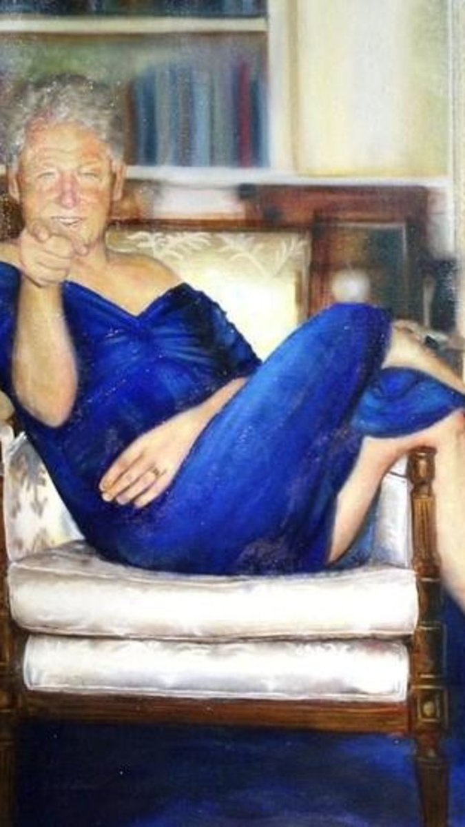 Abednego3000's tweet photo. @catturd2 😂🤣😂🤣 think there are real photos with Trump with Epstein but still can’t compare to this.

He had a painting of Clinton in a dress lol https://t.co/U9esPx5t1P