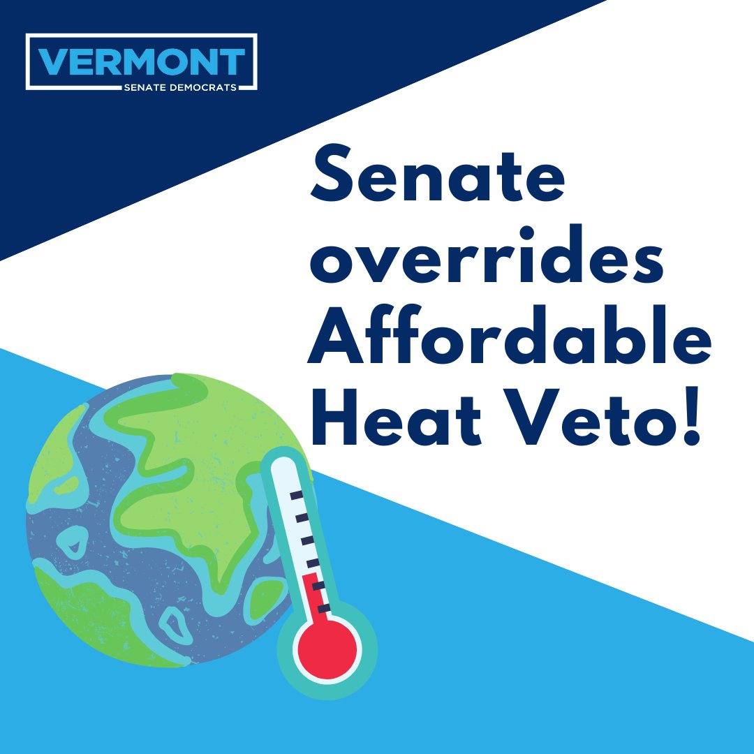 Today Senate Democrats voted to override the veto of S.5, the Affordable Heat Act!  Once enacted, this bill will send Vermont towards creating more affordable and climate-friendly alternatives for Vermonters to heat their homes.

#vtpoli #senatedemocrats #climate