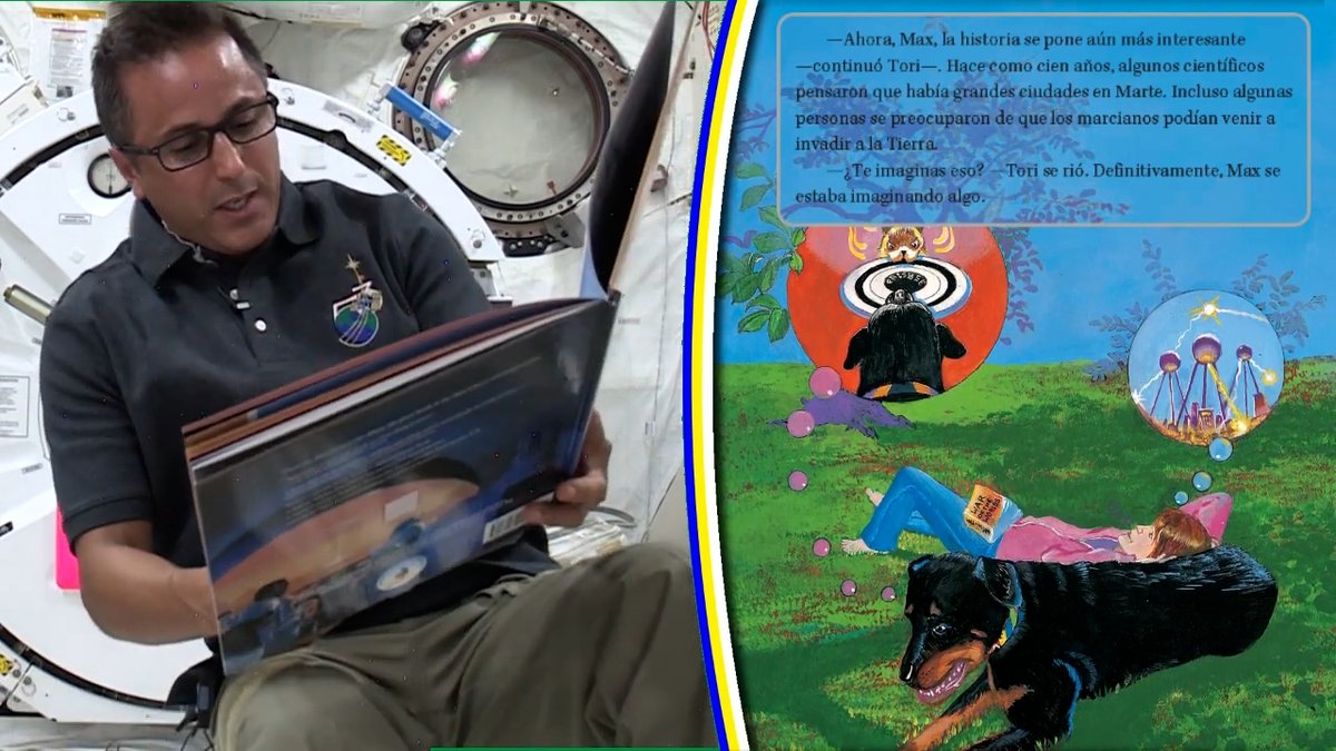 NASA_es's tweet photo. ¡Es la Semana de Agradecimiento al Maestro!
A través de distintos programas educativos, los astronautas en la @Space_Station llegan a las aulas para dar una mano a los docentes. En este video de 2020, el exdocente y jefe de astronautas @AstroAcaba lee ‘Max viaja a Marte’ en el espacio: https://t.co/f1mbOTEOxf