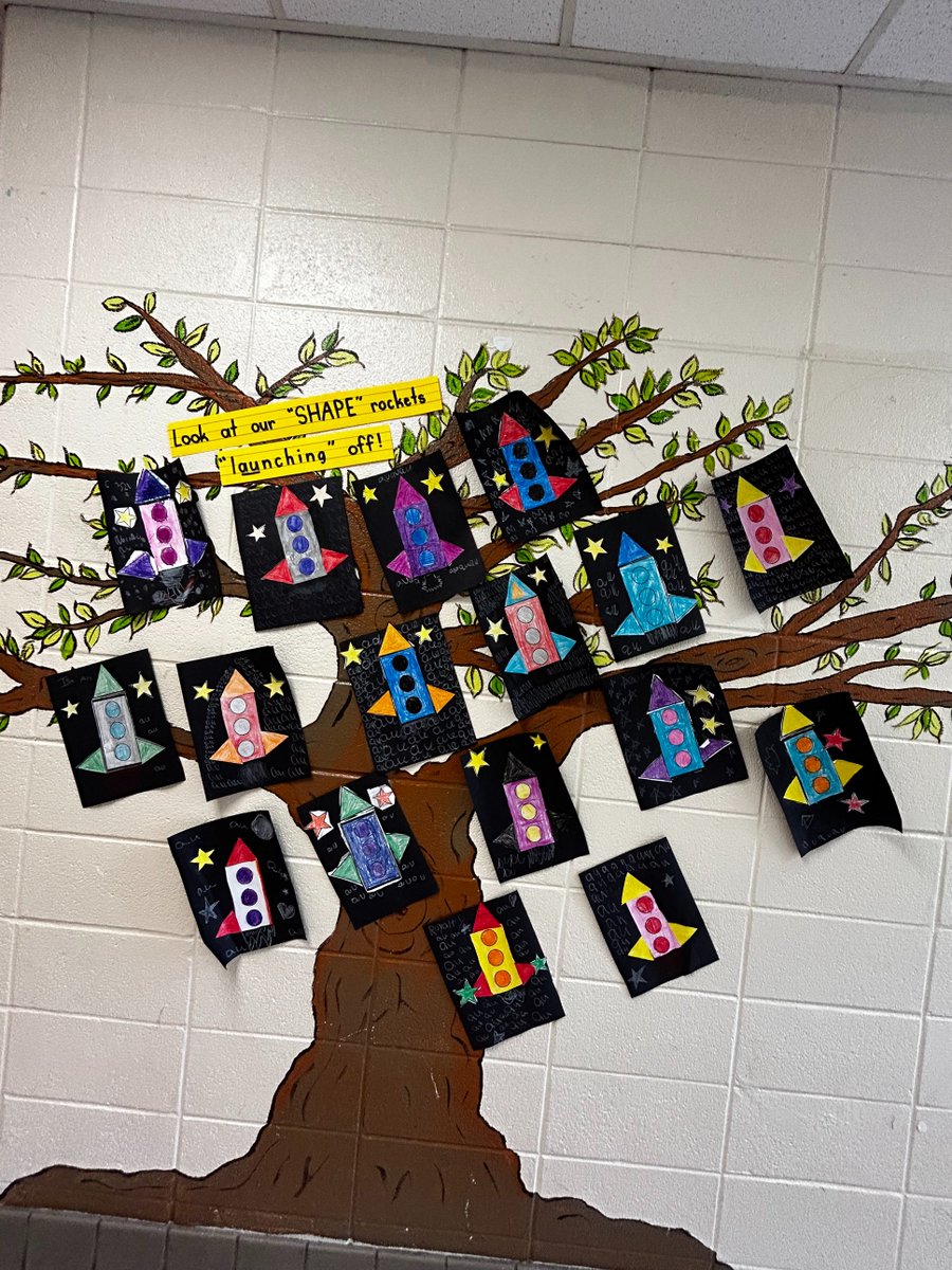 Ms. Stanley's 1st graders learned the au as in launch in Phonics. This led to them building "shape" rockets and learning about Space. The students had a blast building and applying everything they have learned in Reading, Math &amp; Science! #CelebrateFonde