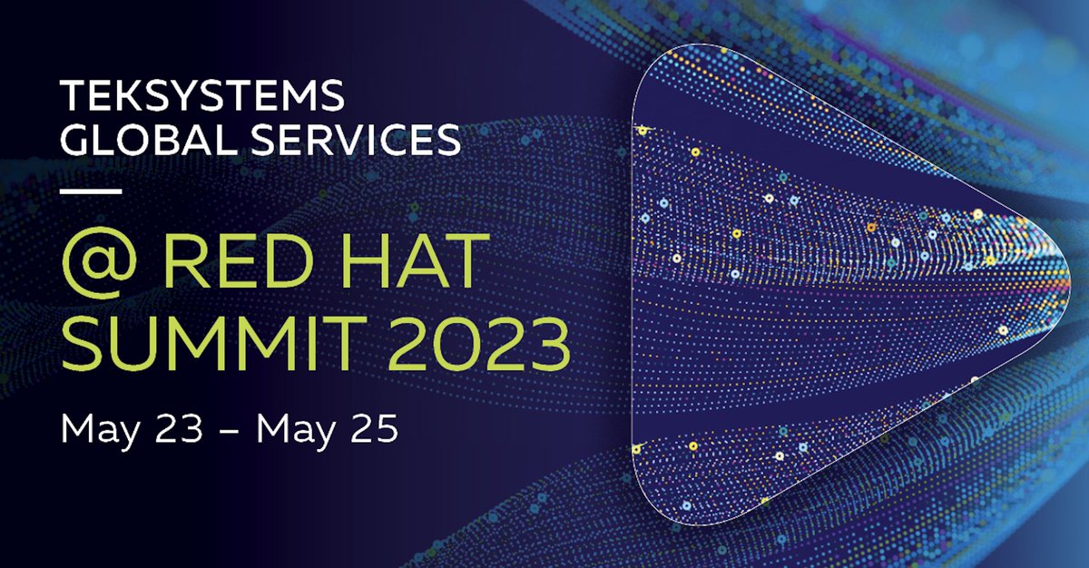 TEKsystems's tweet photo. Join us May 23–May 25 for the #RedHatSummit2023 where we'll be discussing our #RedHatPremierPartnership and demonstrating our expertise and capability to work across Red Hat platforms and accelerate your modernization journey. To register today, visit: https://t.co/1SzlaxRnDD https://t.co/TEJCxunqH3