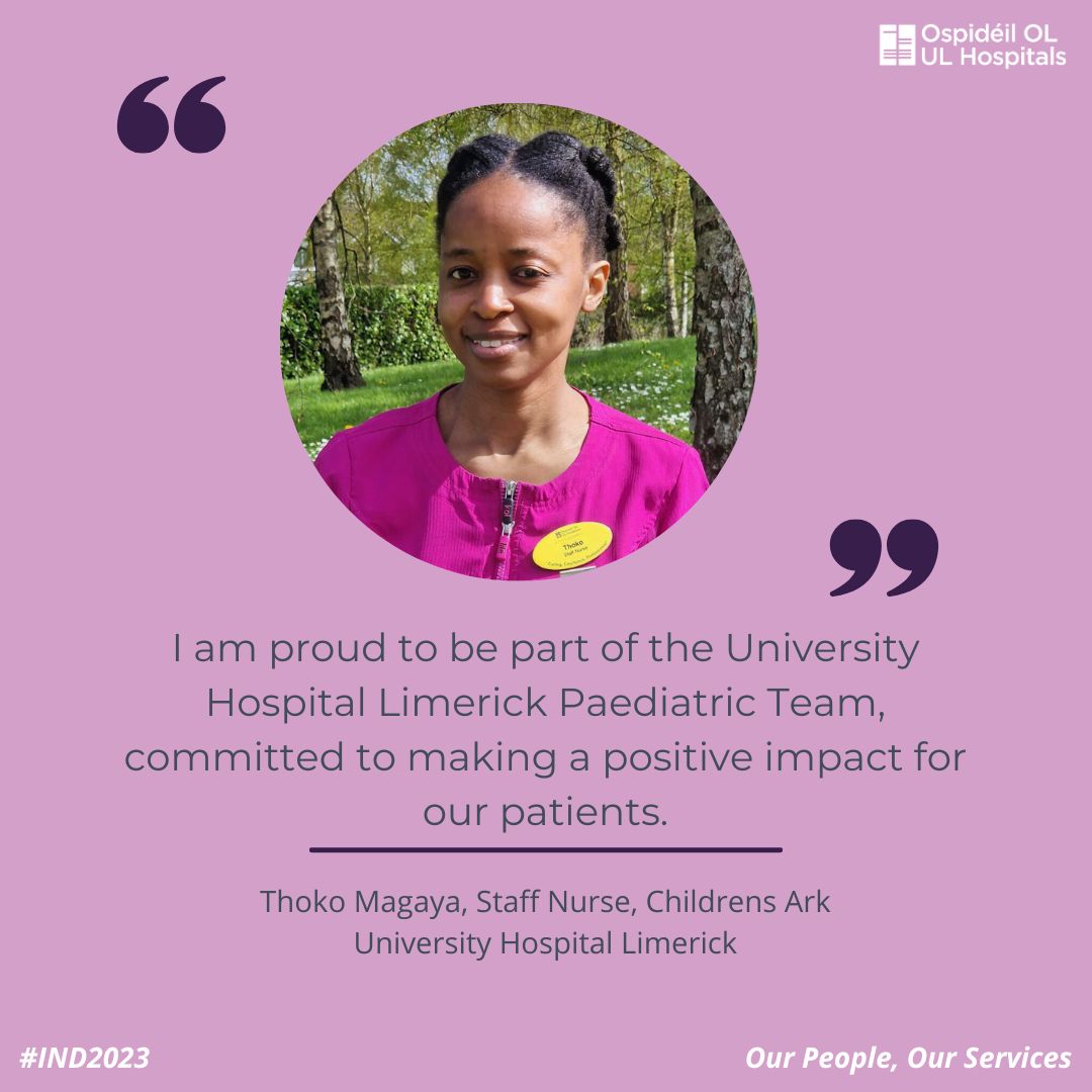 HSE Mid West (@hsemidwest) on Twitter photo Thoko, Staff Nurse, Paediatrics UHL, tells us why she is proud to work as a nurse with us. #OurPeopleOurServices #TeamULHG #IND2023
<a href="/NursingMid_UL/">School of Nursing and Midwifery, UL</a> <a href="/hseie/">Declan Mc Namara</a> <a href="/chiefnurseIRE/">CNO's Office</a> <a href="/HSELive/">HSE Ireland</a> Thoko, Staff Nurse, Paediatrics UHL, tells us why she is proud to work as a nurse with us. #OurPeopleOurServices #TeamULHG #IND2023
<a href="/NursingMid_UL/">School of Nursing and Midwifery, UL</a> <a href="/hseie/">Declan Mc Namara</a> <a href="/chiefnurseIRE/">CNO's Office</a> <a href="/HSELive/">HSE Ireland</a>