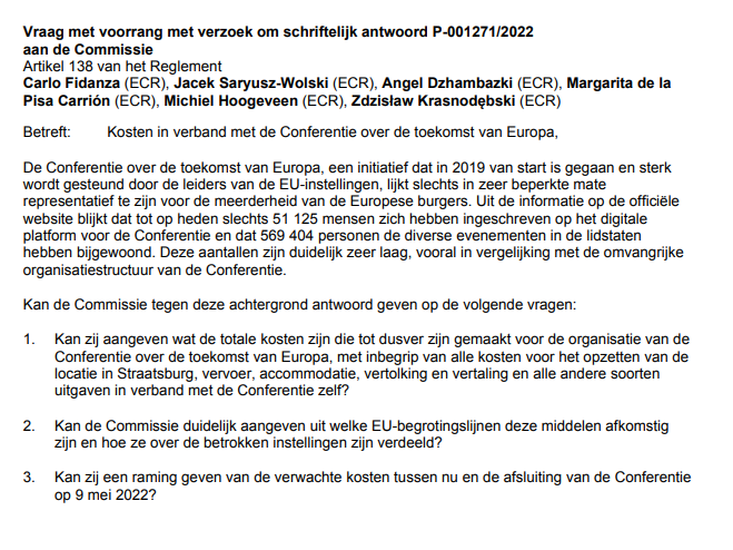 MPHoogeveen's tweet photo. Ik stelde eerder schriftelijke vragen over de totale kosten van de #CofEU. (2/3)
⤵️ https://t.co/XVrafhO6BL
