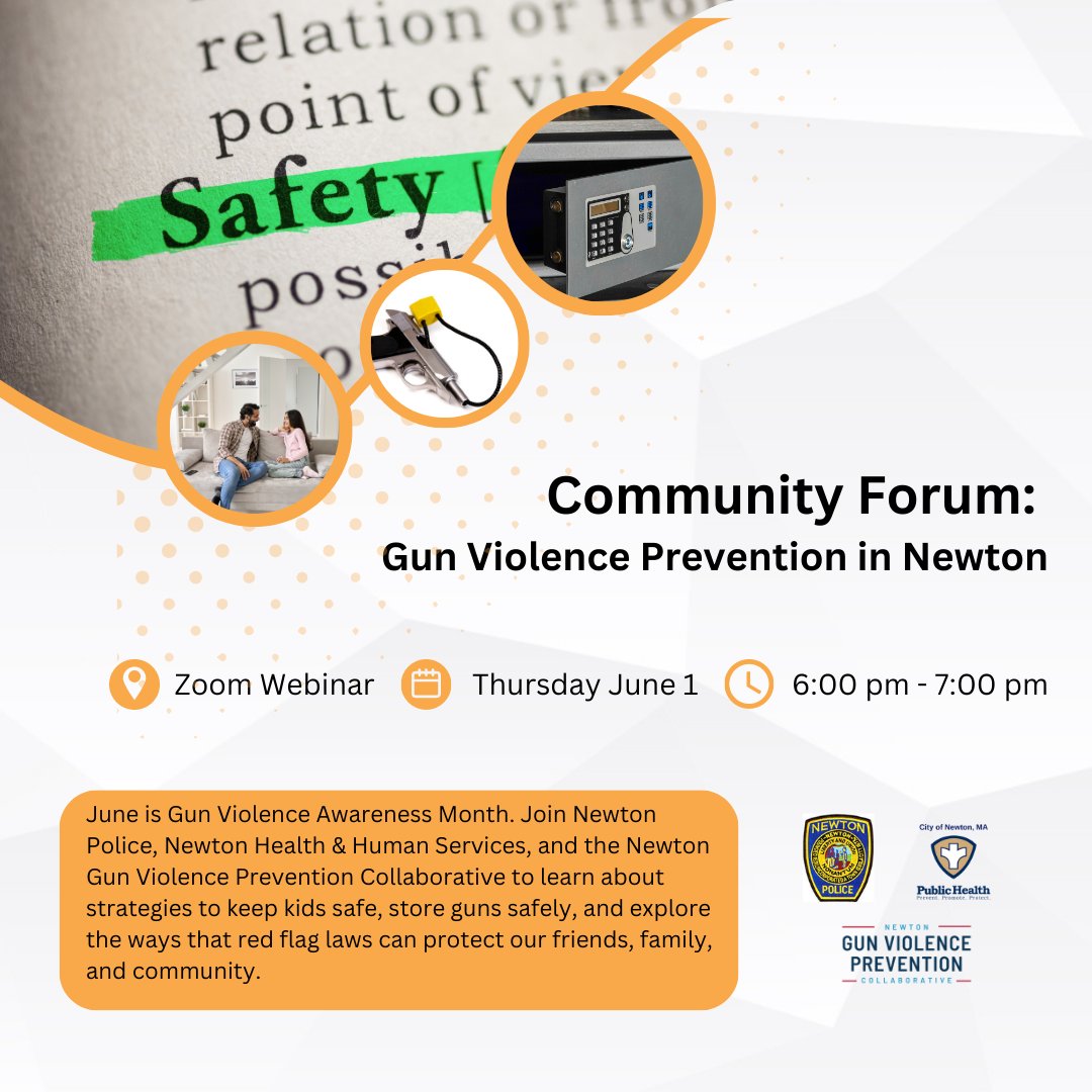 Join us Thursday June 1 to kick off #gunviolenceawarenessmonth and learn more about #gunsafety! Register at tinyurl.com/yc6y9u86