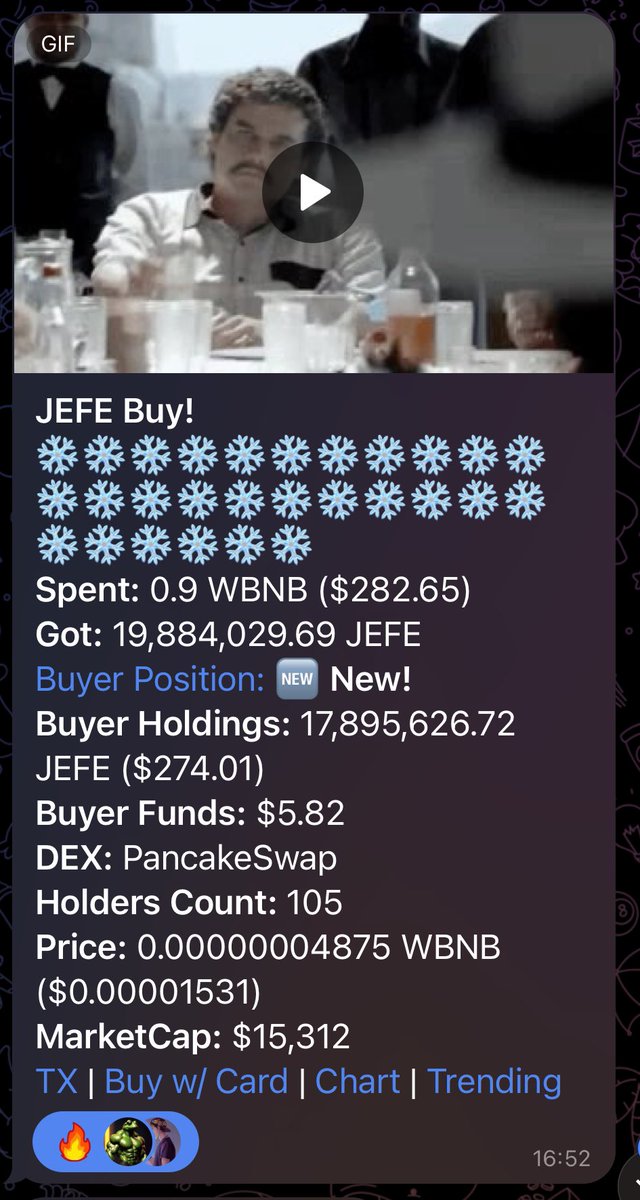 JefeTokenBSC's tweet photo. Pablo candles incoming 🐸 🔫
$Pepe < $Jefe https://t.co/jTyV1bLf6R