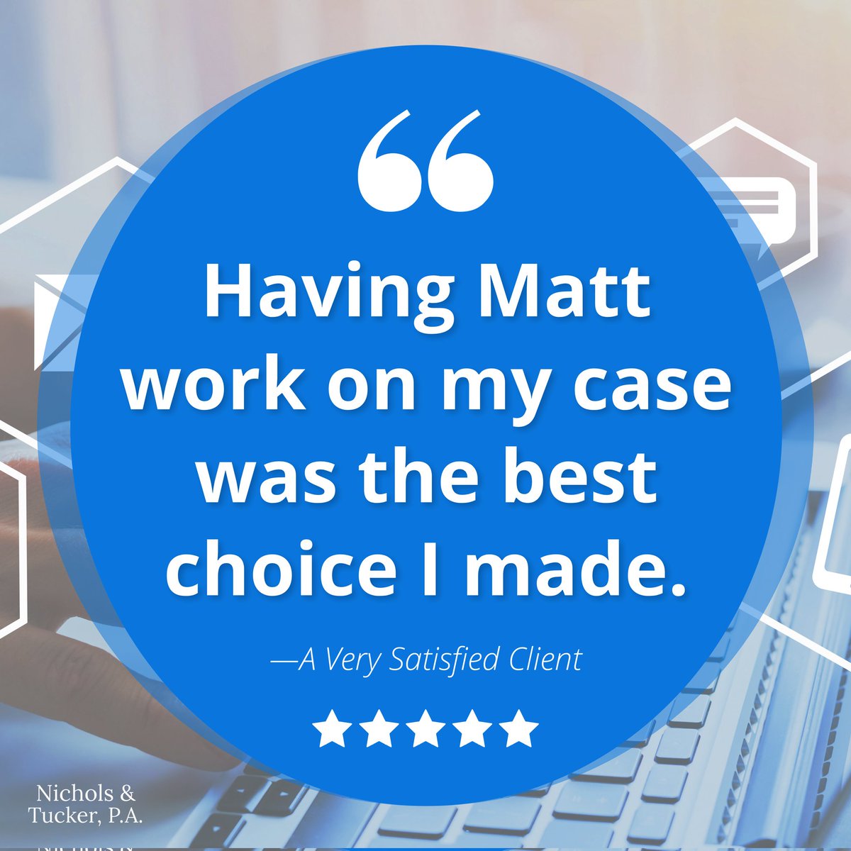 portlandMElaw's tweet photo. ⭐⭐⭐⭐⭐ 
Having Matt work on my case was the best choice I made.
–A Very Satisfied Client | see more... [https://t.co/oOMjbQlwPP]
#Maine #lawtwitter #Lawyers #tuesdayvibe #TestimonyTuesday #TestimonialTuesday #ThankfulTuesday #YourMaineLawyer #MaineDefender https://t.co/LuQrW7Vbl3