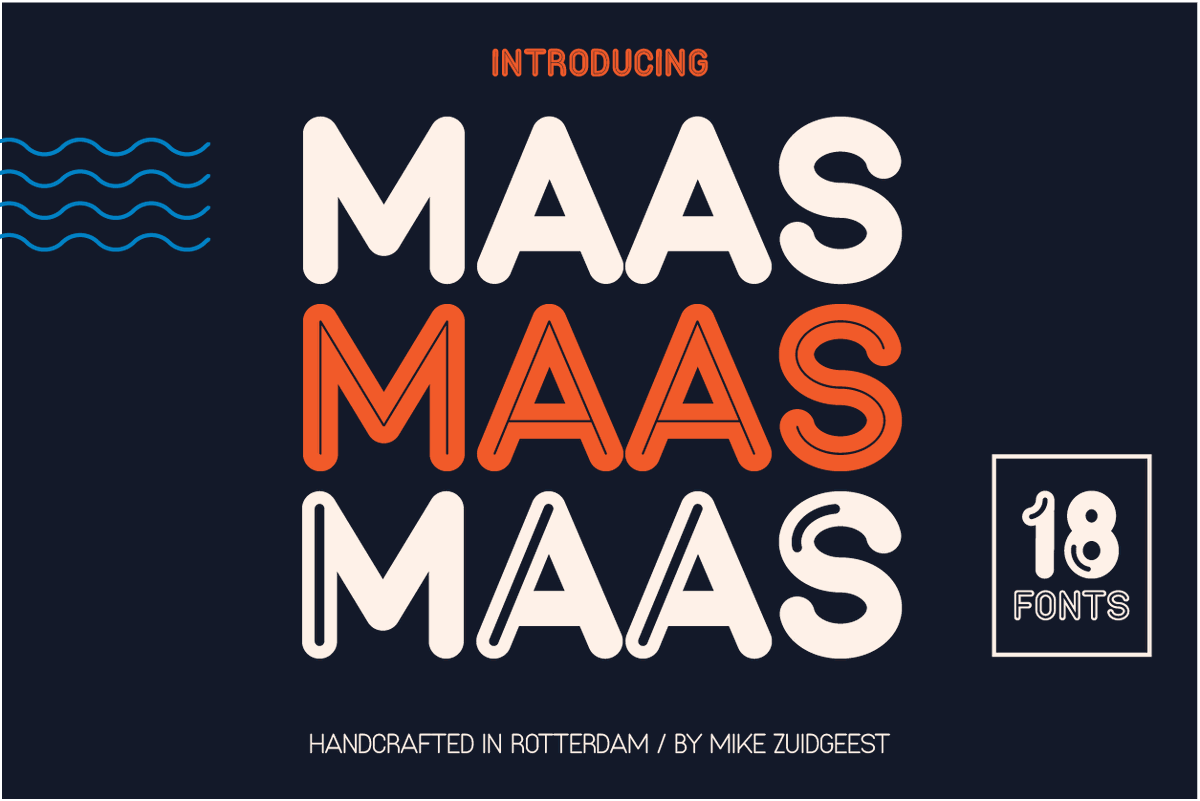 designbymike's tweet photo. Introducing Maas - a handcrafted sans-serif round font family created by Mike Zuidgeest in Rotterdam. With 18 styles, it's perfect for marketing campaigns and advertising. #MaasFont #Typography #Design #Advertising #Marketing #SansSerif https://t.co/pBUq5k8XCJ https://t.co/XACqBfYweP