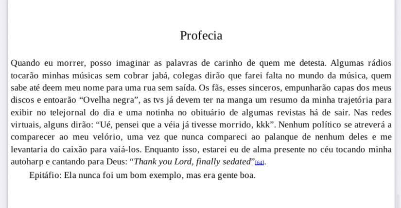 Rita Lee deixou essa profecia em sua autobiografia sobre o que aconteceria após sua morte.