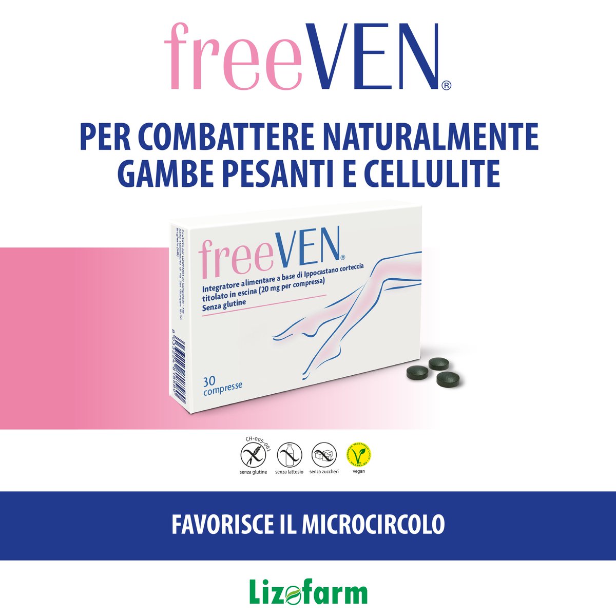 Preparati al caldo e regala leggerezza alle tue gambe con FREEVEN 🌬

Integratore naturale a base di ippocastano corteccia titolato in escina e betaglucani!

In 1 compressa al giorno:
 
 ✔ Migliora la circolazione
 ✔ Sollievo per gambe gonfie o stanche
✔ Combatte la cellulite