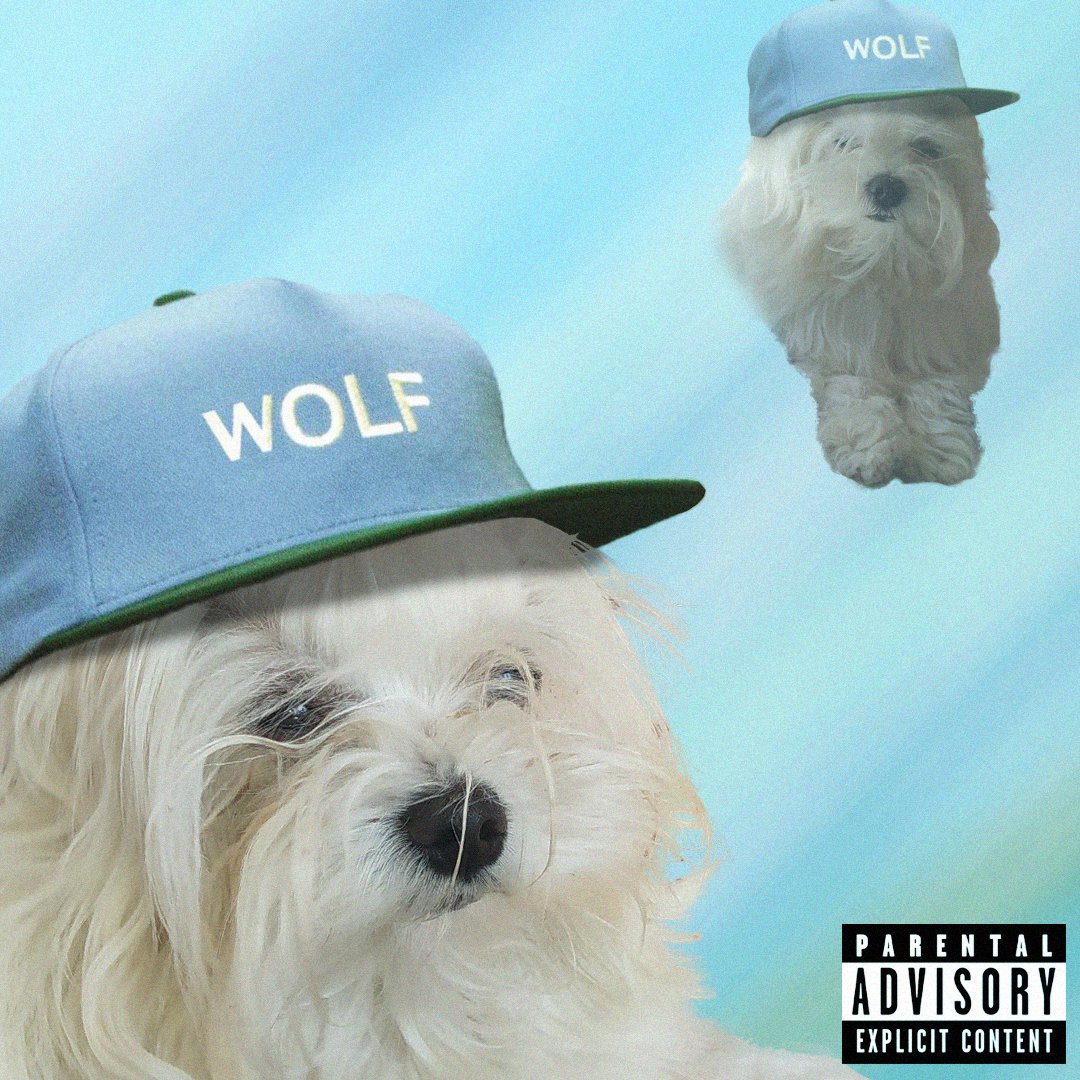 hbleda_'s tweet photo. Me aburro asi que voy a hacer un hilo de mi perro en portadas de álbumes:

1. Wolf - Tyler, The Creator (2013) https://t.co/3WVUvAu2Ge