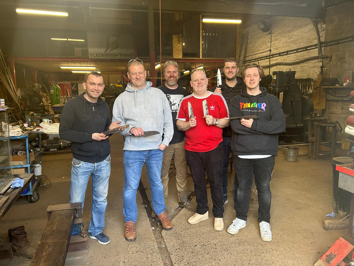 cateringbm's tweet photo. What an exceptional experience for some of our chefs as they visited Blackberry Forge and had the opportunity to forge their own knives. #ChefExperience #KnifeForging #Training #SupportYouCanTrust https://t.co/YFIjRqQw6E