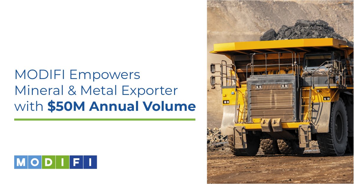 Exciting news! MODIFI has forged a successful partnership with a leading mineral and metal exporter based in Dubai!  Read more about this exciting deal here 👉 bit.ly/41sWfGg

 #b2bpayments #internationaltrade #dubai #singapore #metalindustry #minerals #growth