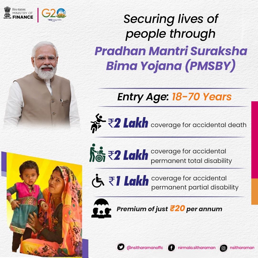jayantsinha's tweet photo. 8 Years of Jan Suraksha

The Pradhan Mantri Suraksha Bima Yojana and Pradhan Mantri Jeevan Jyoti Bima Yojana are providing affordable social security coverage and insurance against accidents, securing the future of crores of Indians.

 #8YearsofPMSBY #8YearsofPMJJBY https://t.co/mEFSksxHmf