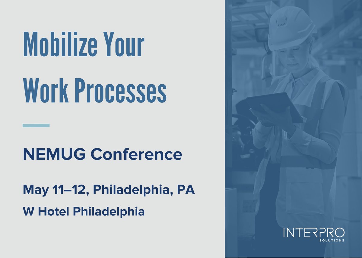 InterProSolns's tweet photo. InterPro is attending our first Northeast MUG conference this week. We are excited to learn how our fellow northeast companies are utilizing Maximo at this week’s event. See you there! https://t.co/V68WI1Abgu