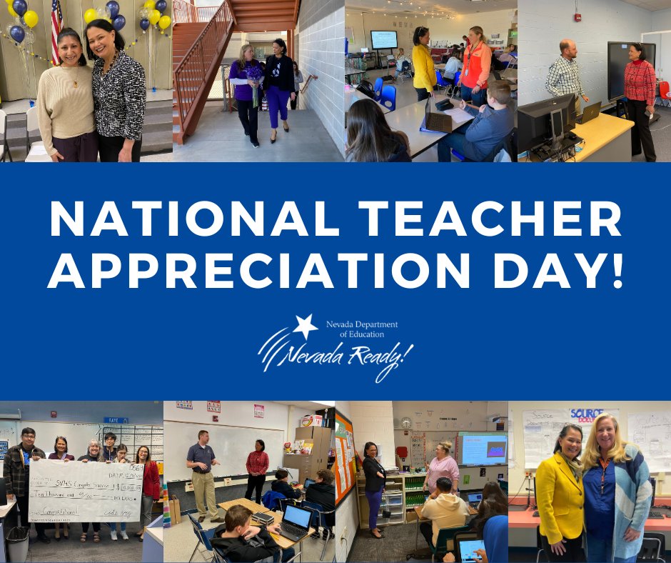Happy 💙 National Teacher Appreciation Day! There are so many excellent teachers in Nevada. I love getting to meet and work with them. Thank you for your dedication and devotion to our profession. You are changing the lives of our learners and helping them reach their potential.