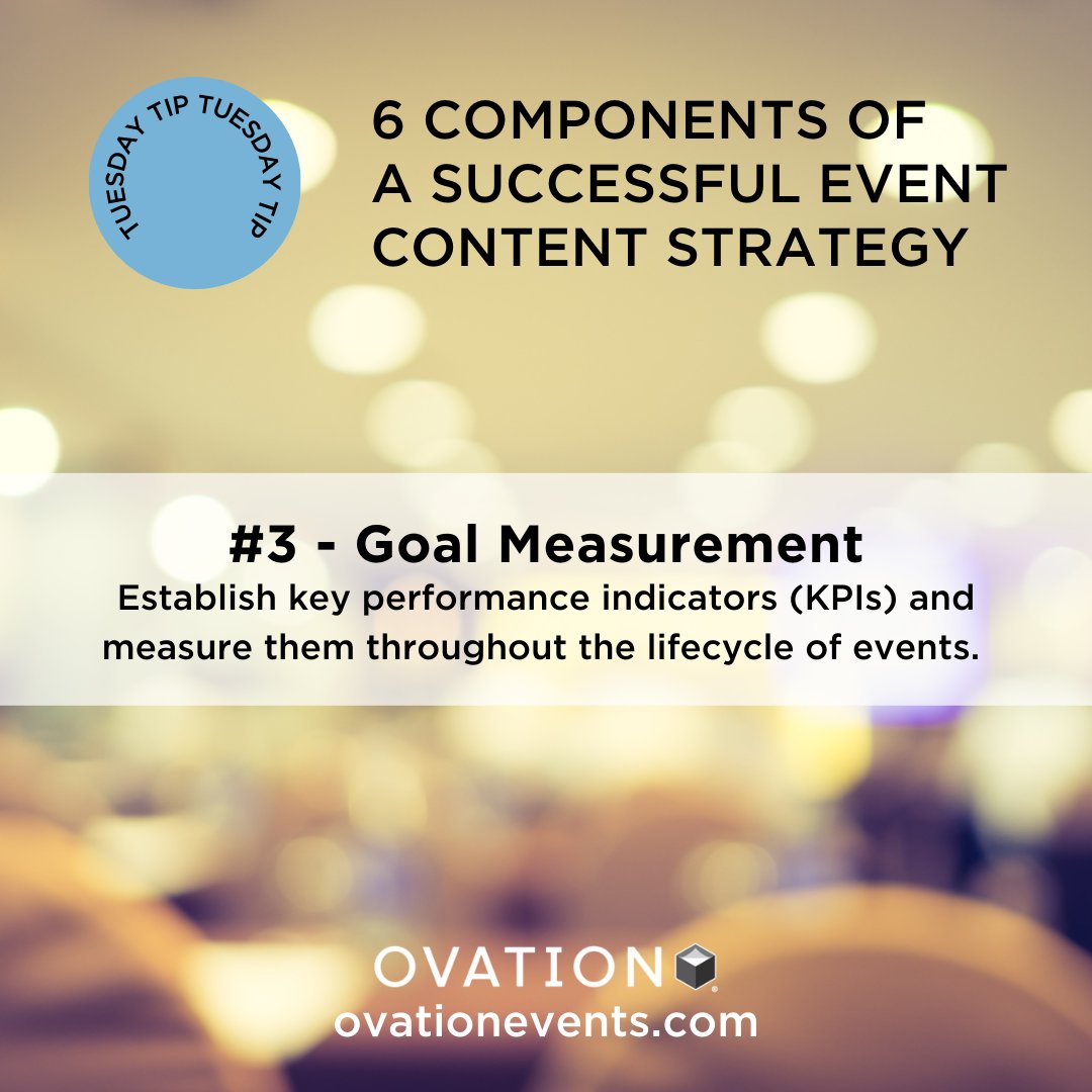 One of the key components of a successful event content strategy is goal measurement. To make sure your event strategy is meeting its objectives, you’ll need to establish KPIs and measure them throughout the lifecycle of events. 

Get more details here: hubs.ly/Q01MXDT20