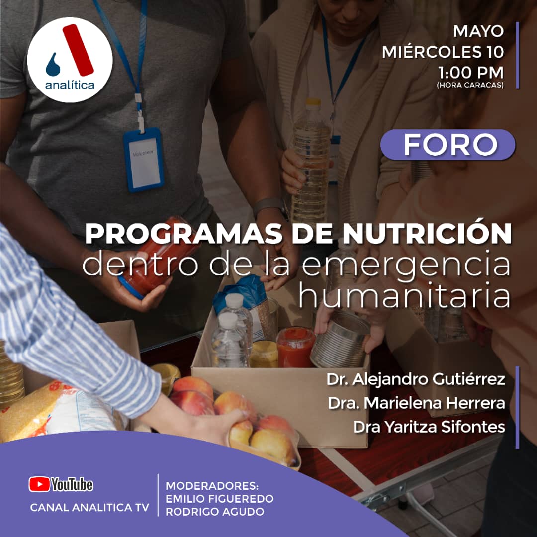 La Fundación para la Alimentación y Nutrición "José María Bengoa", se complace en invitarles a participar en el evento en youtube: 

"Programas de Nutrición dentro de la Emergencia Humanitaria" 

Mañana Miércoles 10 de Mayo a la 1pm por esta plataforma digital.

Les esperamos