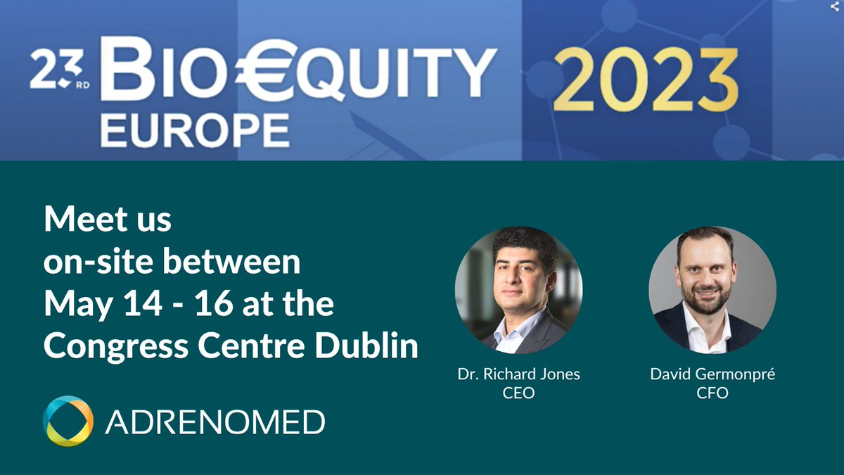 Meet us in Dublin for #BIOEquity 2023!
From May 14-16 our CEO, Dr. Richard Jones, and CFO, David Germonpré, will be on-site and present at the Convention Centre Dublin to share insights on how we want to help critically ill #patients suffering from #septic shock.