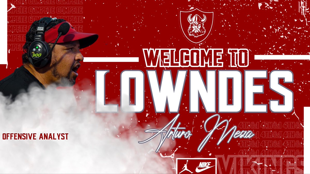 Welcome to Lowndes @coachameza Coach Meza will be working with our varsity offense. Coach brings a wealth of knowledge and experience to our staff. @lhsvikingsfbrec @LHSvikingsFB @Coach_FredM @CoachReese_LHS @coachsellers10 @dbails9 @C2588Coach