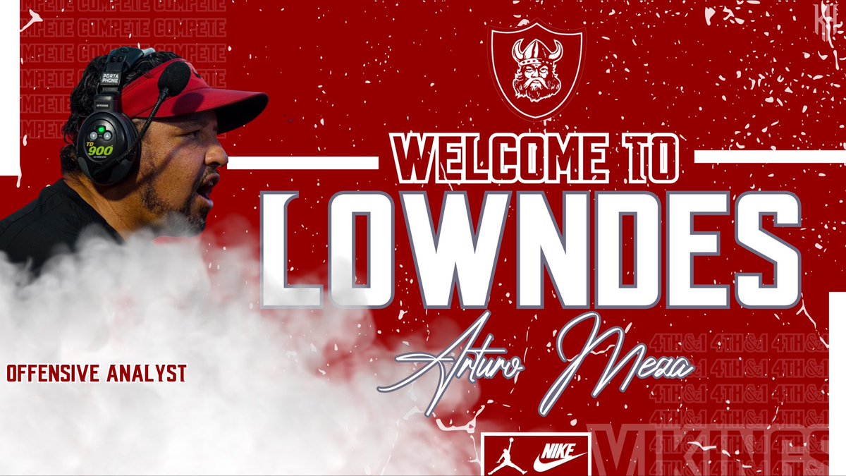 Welcome to Lowndes <a href="/coachameza/">Arturo Meza Jr.</a> Coach Meza will be working with our varsity offense. Coach brings a wealth of knowledge and experience to our staff. <a href="/lhsvikingsfbrec/">Lowndes Football Recruiting</a> <a href="/LHSvikingsFB/">Lowndes Football</a> @Coach_FredM <a href="/CoachReese_LHS/">Coach Christopher Reese</a> <a href="/coachsellers10/">JD Sellers</a> <a href="/dbails9/">Don Bailey</a> <a href="/C2588Coach/">Shelton Carleton @Coach_Carleton</a>