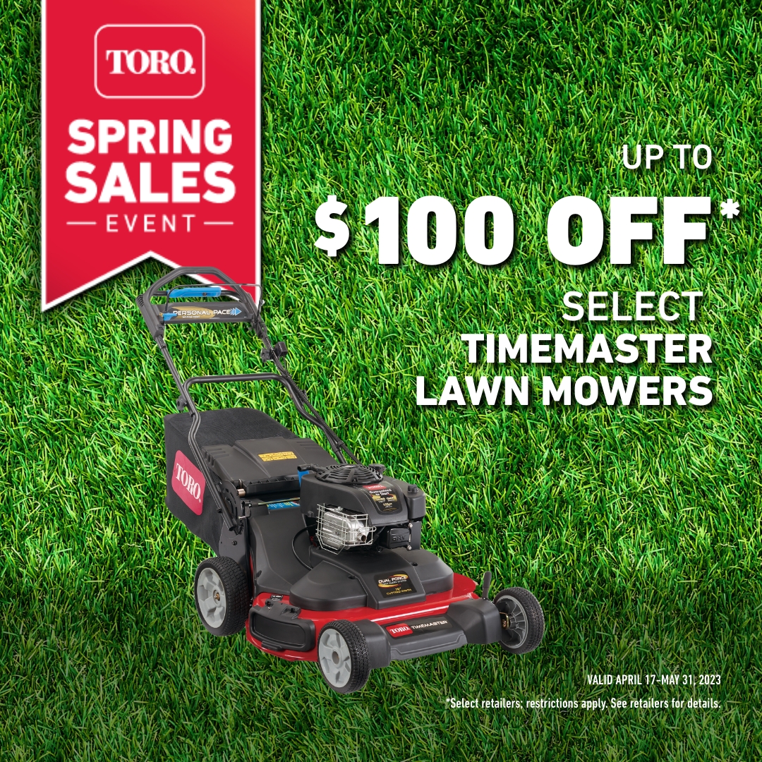 TheToroCompany's tweet photo. Save $100 now and hours of mowing time in the future with a new TimeMaster! Offer valid in the U.S. only. 

Learn more: https://t.co/nx8eKiAre7 

#ToroSpringSale #ToroYard https://t.co/jY8Xac2GUN