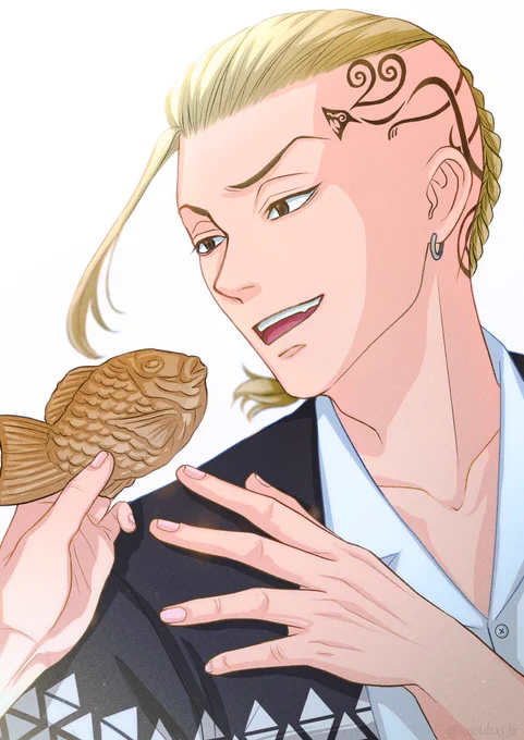 「ケンチン誕生日おめでと!たい焼きやる」 「おーありがとな」  #龍宮寺堅誕生祭2023 #龍宮寺堅生誕祭2023